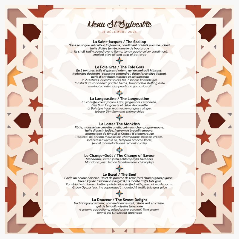 menu the residence tunis